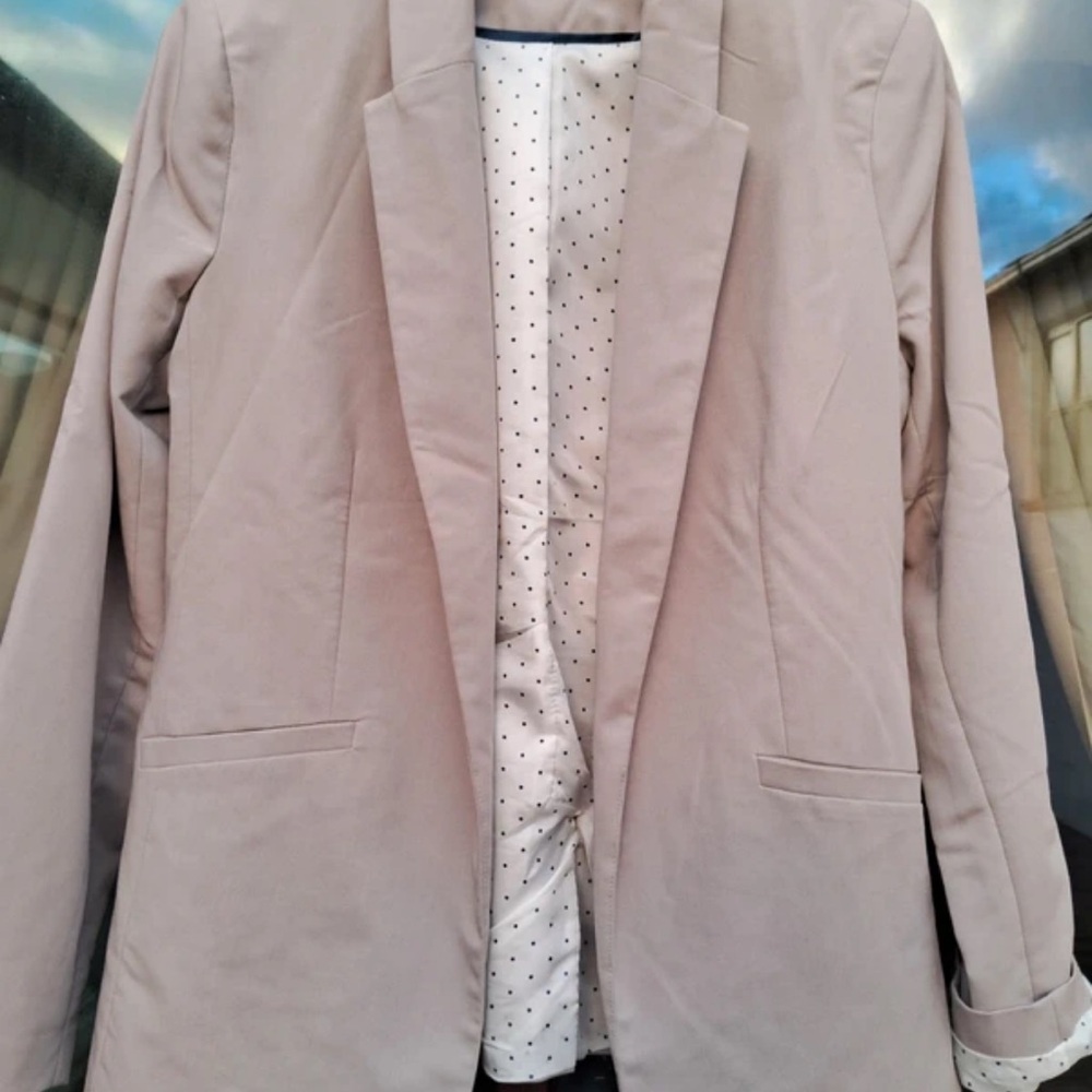 Primark Beige Blazer with Polka Dot Lining